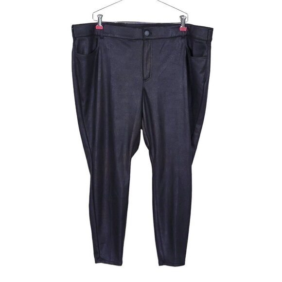 Lane Bryant Coated Ankle Pants High Rise Black Slightly Textured New Size 24 - Picture 1 of 12